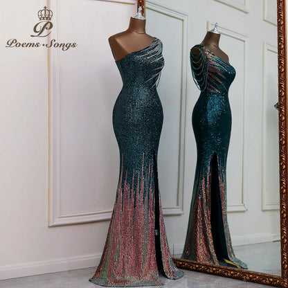 Sexy One shoulder style evening dresses prom dresses vestidos de fiesta robe de soiree de mariage  party dresses women evening