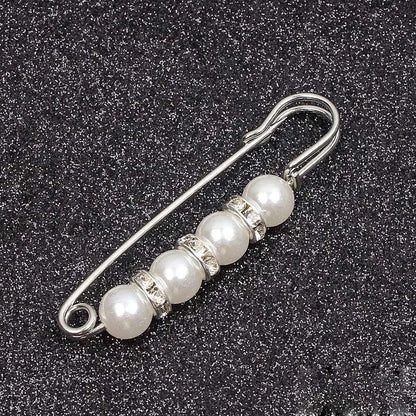 Lapel Pin Women Simulated-Pearl Pendant Pins Crystal Rhinestone Brooch For Woman Scarf Buckle Clips Hat Clothes Multipurpose Pin