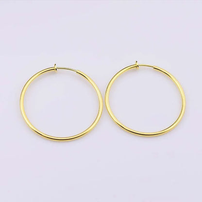 New Diameter 2/4/6cm Ear Clips Rings Punk Women Non-Pierced Hoop Earrings Houndstooth Goth Fake Clip-On Circle Earrings Jewelry