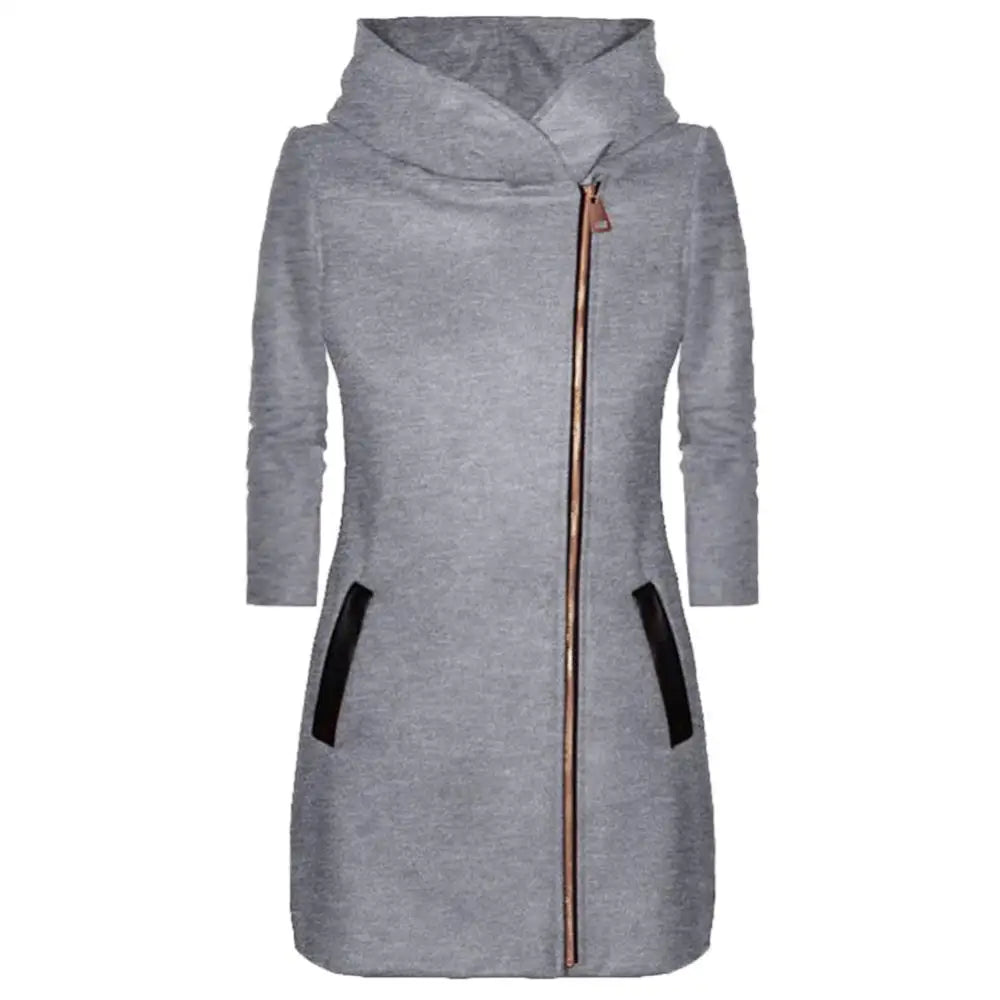 Fashion Women Jacket Zip up Long Sleeve Hooded Pocket Outerwear Coat Autumn Winter 2023