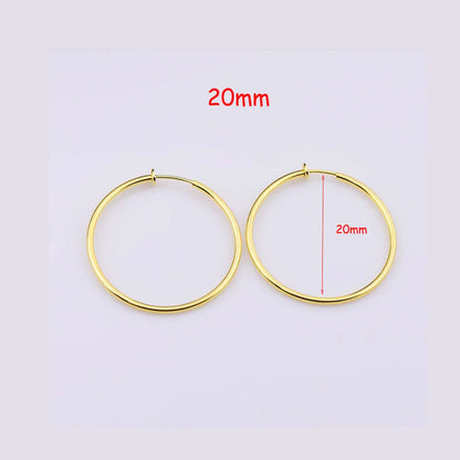 New Diameter 2/4/6cm Ear Clips Rings Punk Women Non-Pierced Hoop Earrings Houndstooth Goth Fake Clip-On Circle Earrings Jewelry