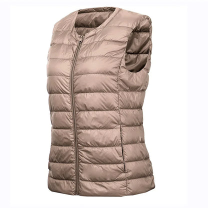 White Stand Collar Women's Sleeveless Down Vest Coat Winter Thin Slim Business Vests White Blue Black Red Women Waistcoat 3XL