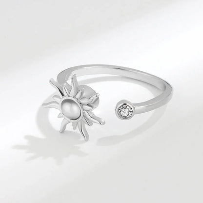 Anti Stress Anxiety Fidget Rings for Women Satinless Steel Spinner Sunflower Sun Star Ring Trendy Jewelry Gift Dropshipping