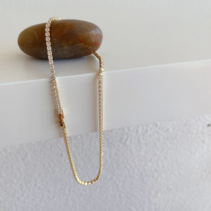 Iced Out Tennis Chain Necklaces Female Gold Color 18K Gold Plated Neck Chain For Women Fashion Jewelry Gift Chocker 2024
