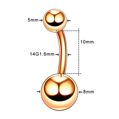 1PC 14G Belly Button Ring Navel Nombril Piercings Surgical Steel Ear Rings CZ Body Piercing Jewelry 10mm Bar For Women Piercings