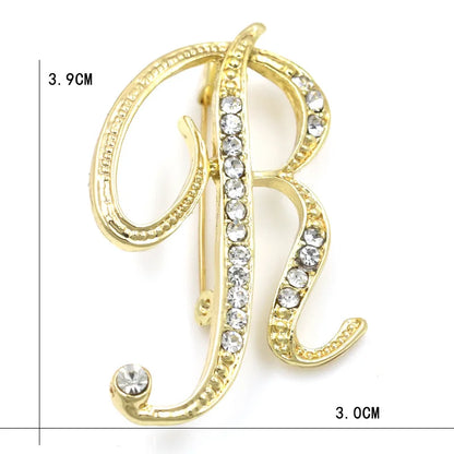 Fashion Design 26 Initial Letters Brooch Pins For Woman Luxury Lapel Pins Crystal Rhinestone Pin Badg Women Brooch Jewelry Gifts