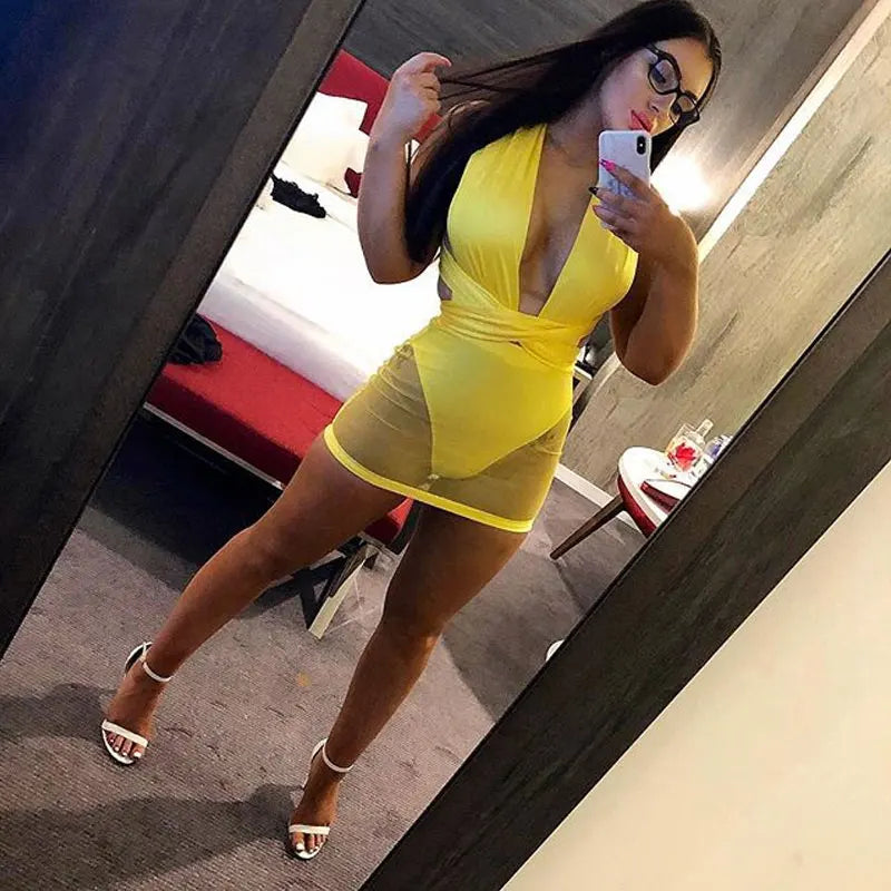 OMSJ 2023 New Hot Neon Green Elegant Sexy Club Party Dresses Women Strapless Sleeveless Bandage Dress Summer Lace Up Mini Dress