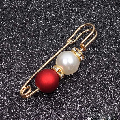 Lapel Pin Women Simulated-Pearl Pendant Pins Crystal Rhinestone Brooch For Woman Scarf Buckle Clips Hat Clothes Multipurpose Pin