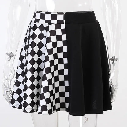 Y2k Skirt Harajuku Dark Girl Contrast Plaid Stitching Sexy High Waist Over In Summer Sexy Gothic Skirt