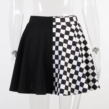 Y2k Skirt Harajuku Dark Girl Contrast Plaid Stitching Sexy High Waist Over In Summer Sexy Gothic Skirt