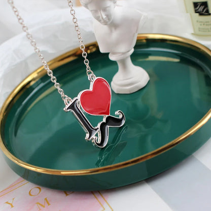 2025 New Fashion Jewelry Silver Color Enamel I Love Mustache Heart Necklaces For Women Girl Best Friends Necklace Gift