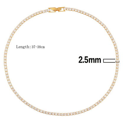 Iced Out Tennis Chain Necklaces Female Gold Color 18K Gold Plated Neck Chain For Women Fashion Jewelry Gift Chocker 2024