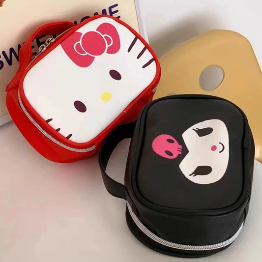 Sanrio Hello Kitty Large Capacity Pencil Case Kuromi My Melody Cartoon PU Cosmetic Bag Portable Student Stationery Storage Bag