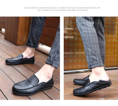 Men Loafers 2024 New Leather Shoes Men‘s Casual Shoes Moccasins Breathable Sneakers Men Driving Shoes Comfort Flats Plus Size 46