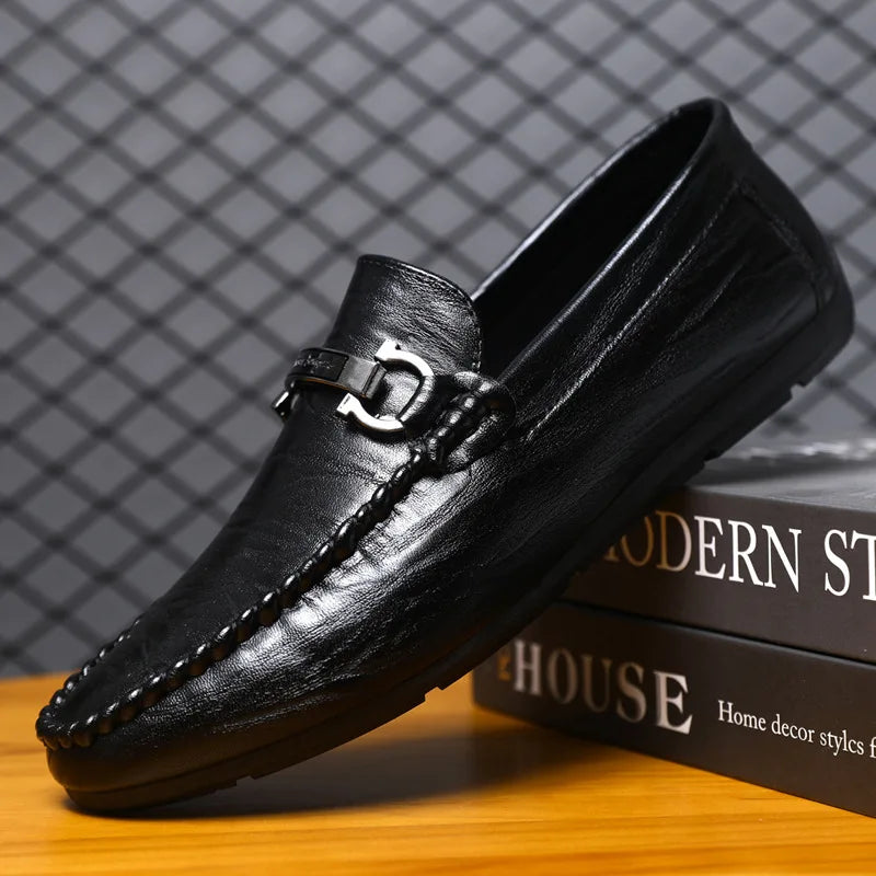 Men Loafers Shoes for Men Luxury Business Dress Shoes Comfy Slip-on Drive Moccasins Footwear Male Brand Leather Boat Shoes Men
