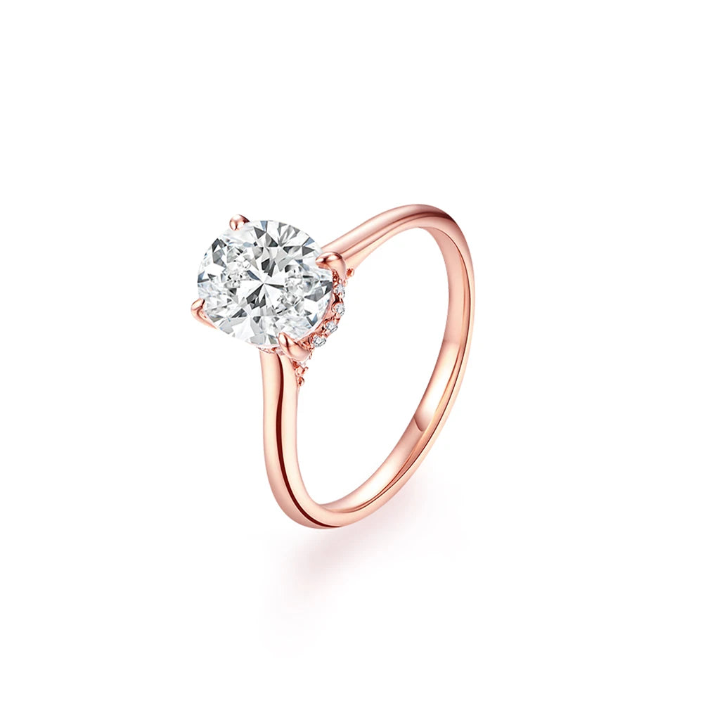 ATTAGEMS オーバルカット 9*7mm 2CT D VVS1 モアサナイトリング S925 スターリングシルバー レディース 婚約 結婚式 ジュエリー ギフト ラグジュアリー