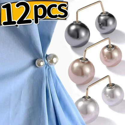 1/12Pcs Pearl Non-slip Safety Pins Dress Brooch Decoration Dress Waist Fastening Pins Collar Adjustment Scarf Buckle Jewelry