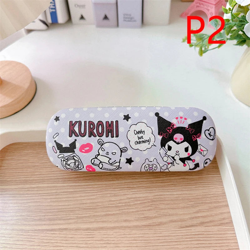 Cartoon Stitch Hello Kitty Glasses Case Children Students Anti Drop Glasses Storage Box Princess Series Pattern Protective Case