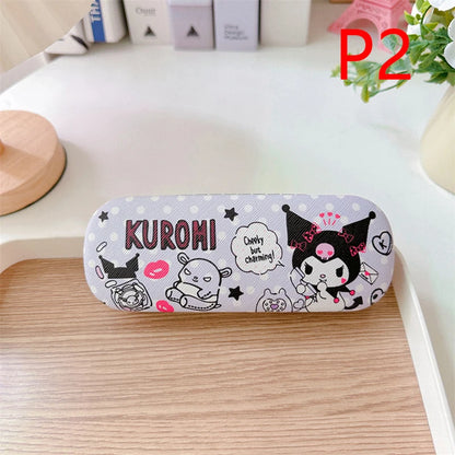 Cartoon Stitch Hello Kitty Glasses Case Children Students Anti Drop Glasses Storage Box Princess Series Pattern Protective Case