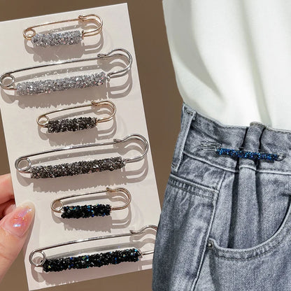 2Pcs Women's Brooch Tighten Waist Brooches for Women Skirt Pants Jeans Adjustable Waist Clip Crystal Pins Clothing Accessories