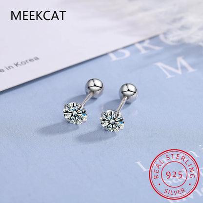 18kメッキ 0.2-2ct モアサナイト スタッドピアス レディース用 ソリッド925スターリングシルバー ラボダイヤモンド スクリューバックイヤースタッドジュエリー