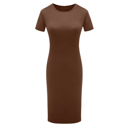 Summer Dress High Stretch Tank Robe Solid Short Sleeve Casual Slim Long Pencil Dress Women Sexy Maxi Dress Elegant Thin Vestido