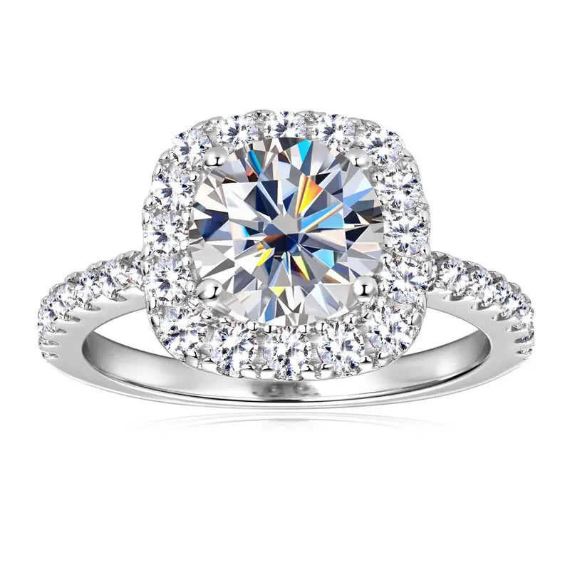 OXTAO 2.0ct D Color Big Moissanite Diamond Wedding Halo Rings for Women 925 Sterling Silver  Wedding Luxury Fine Jewelry Gifts