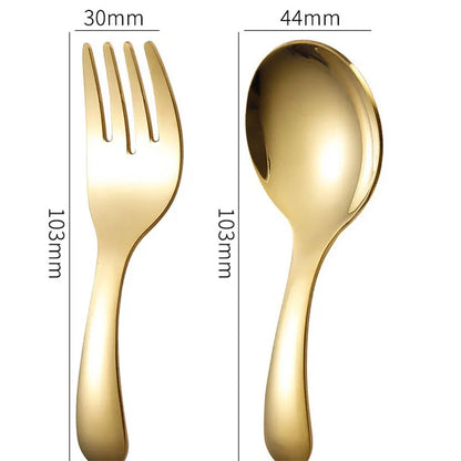 Outdoor Tourism 304 Stainless Steel Portable Tableware, CHILDREN'S Tableware, Dessert Tableware, Spoon and Fork Combination