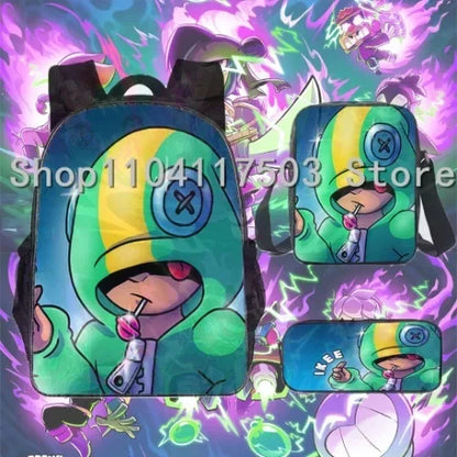 Anime Figures 3Pcs Backpack Set Kawaii Schoolbag Cartoon Mochila Anime Large Capacity 16 inch Bags Birthday Gifts