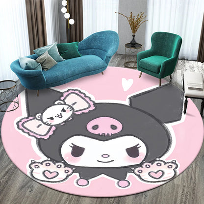Sanrio Kuromi Printed Pattern Circular Carpet,Bedroom Decorative Rug,Use Non-slip Floor in Living Room,Bathroom,Kitchen,Door Mat