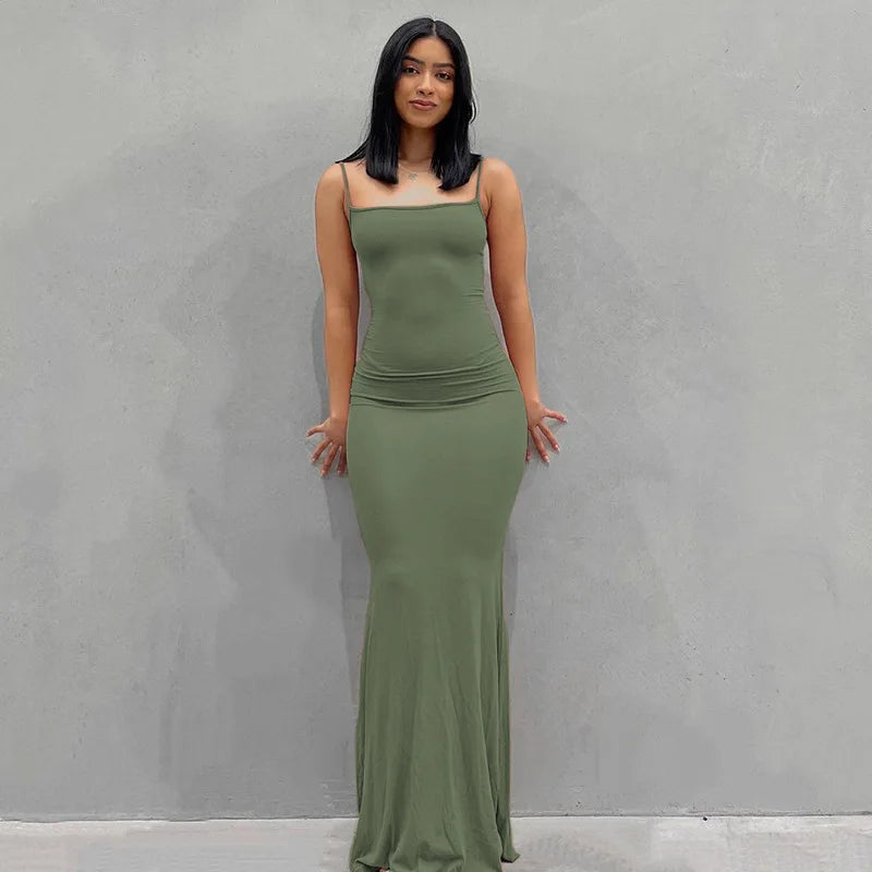 Satin Slip Sleeveless Backless Maxi Dress Women 2025 Y2K Summer Bodycon Elegant Sexy Outfits Ladies Birthday Party Club Sundress