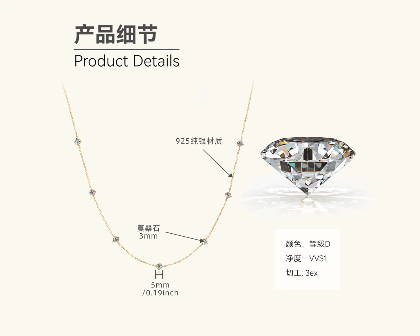 Full Moissanite Flower Necklace Clavicle Chain Adjustable 925 Silver Plated 18k Gold Women's Choker Jewelry Valentine Gift