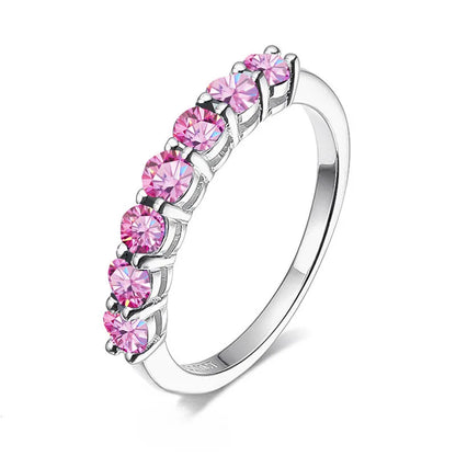 0.7CT Dカラー VVS1 EX ラウンド モアサナイトリング 925スターリングシルバー エタニティリング レディース エンゲージメント ウェディング ラグジュアリーバンド
