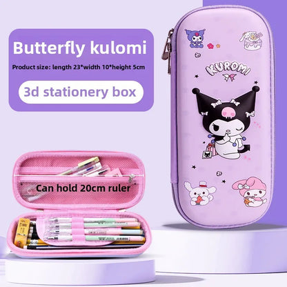 Kuromi & Cinnamoroll Pencil Case, Durable, 3D Stereoscopic Large Capacity Stationery Case Waterproof Drop Pencil Case
