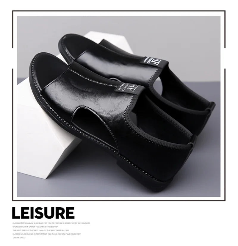 Sandals for Men Fashion Hollow Out Casual Shoes Soft Sole Comfort Beach Shoes for Men New Leather Flat Sandal Designer Sandalias