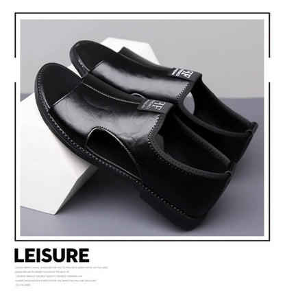 Sandals for Men Fashion Hollow Out Casual Shoes Soft Sole Comfort Beach Shoes for Men New Leather Flat Sandal Designer Sandalias
