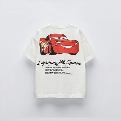 Car Cartoon Tees Tops For Boy Clothing Summer Fashion Children Short Sleeve Clothes Printed Pattern T-shirts Loose Casual Tshirt