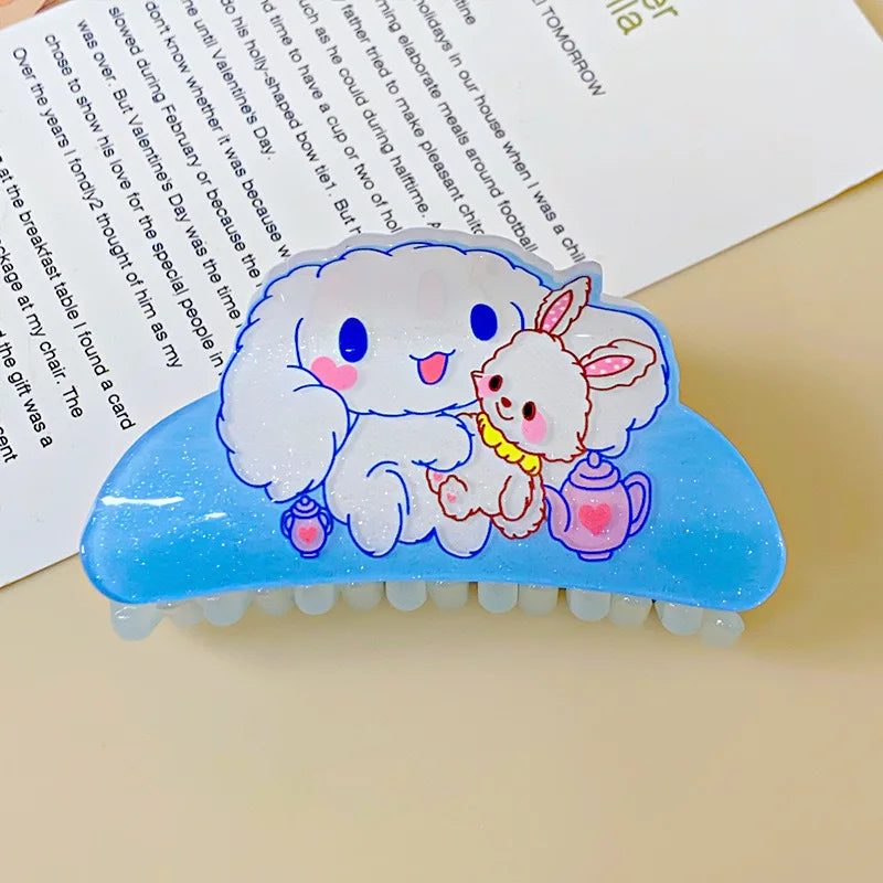 Anime Sanrio Kuromi Acrylic Clip Hello Kitty Cinnamoroll Hairpin Melody Pochacco Pompompurin Clip Girl Hairpin Shark Hair Clips