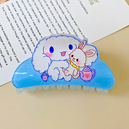 Anime Sanrio Kuromi Acrylic Clip Hello Kitty Cinnamoroll Hairpin Melody Pochacco Pompompurin Clip Girl Hairpin Shark Hair Clips