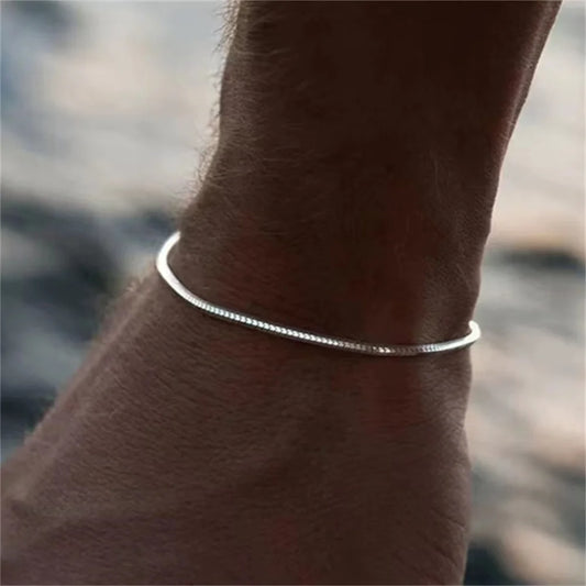 シンプルなメンズステンレススチールスクエアスネークボーンチェーンブレスレットヒップホップジュエリートレンディパーティーアクセサリーブレスレットレディース用