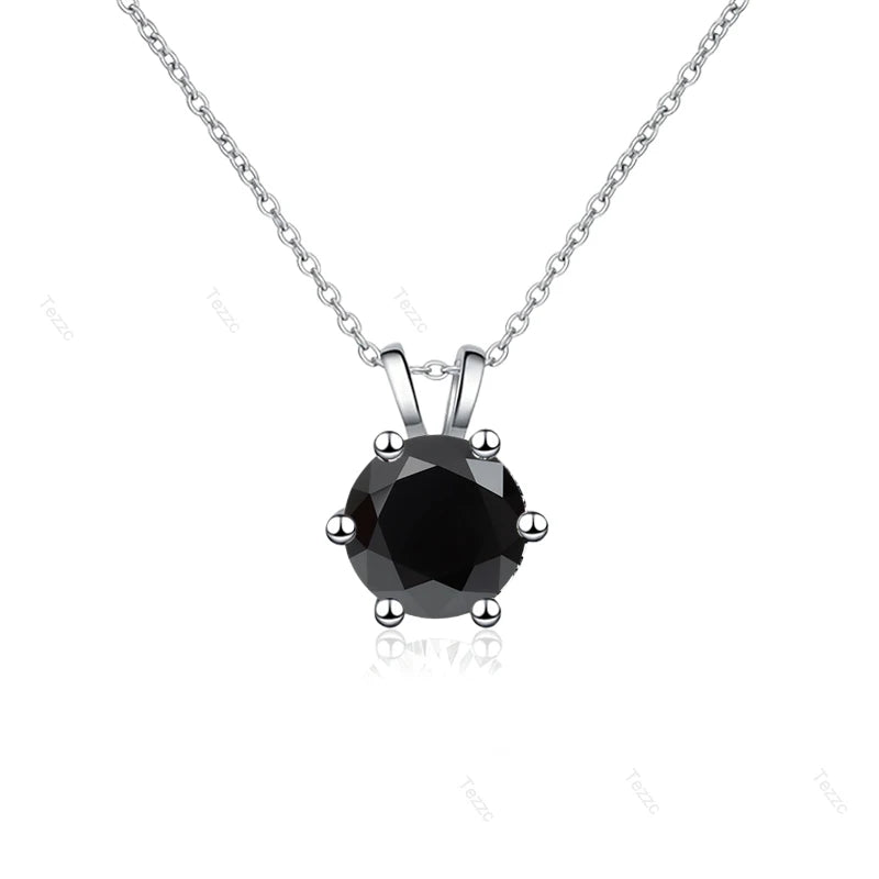 Tezzc 1CT Sparkling Luxury Moissanite Lab Diamond Pendant Necklace for Women 925 Sterling Silver High Quality Fine Jewelry
