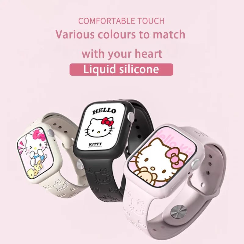 Hello Kitty Series  Apple Watch Engraved Cartoon Print Apple Silicone Replacement Band Hot off the shelf inventory Cartoon Cute