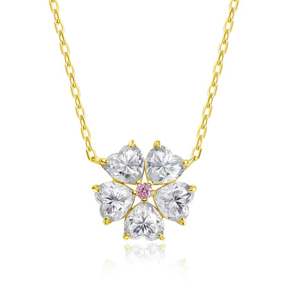 Smyoue 5*5mm ハートカット認定モアサナイトネックレスペンダント 18kメッキ 女の子用ウェディングジュエリー 100%本物 925純銀チェーン