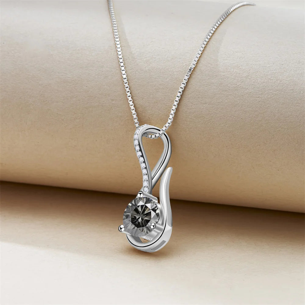 2 Carat 8mm Moissanite Necklace for Women GRA Certified 925 Sterling Silver Solitaire Pendant Chain Diamond Tester Included