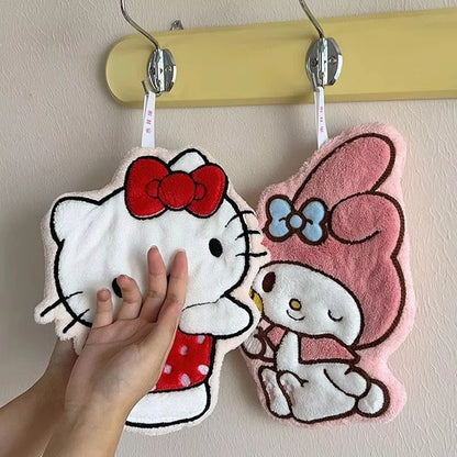 Hello Kitty Coral Fleece Hand Towel Melody Pom Pom Purin Quick Drying Water Absorbent Soft Bathroom Kitchen Towel KidGift