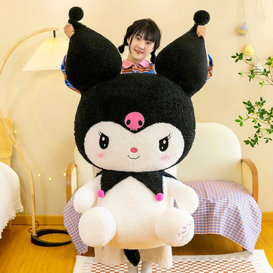 70cm Big Size Sanrio Kuromi Plush Toy Kawaii Stuffed Doll Anime Cartoon Home Decor Plush Cute Pillow Toy Kids Birthday Xmas Gift