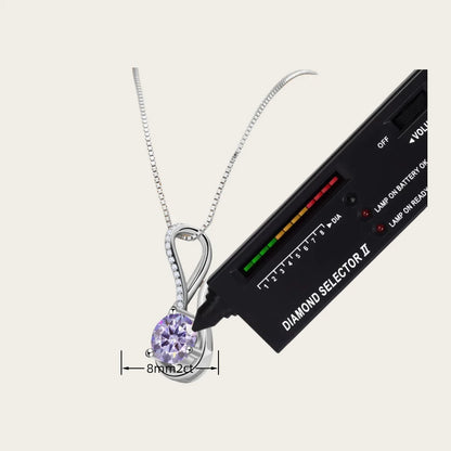 2 Carat 8mm Moissanite Necklace for Women GRA Certified 925 Sterling Silver Solitaire Pendant Chain Diamond Tester Included