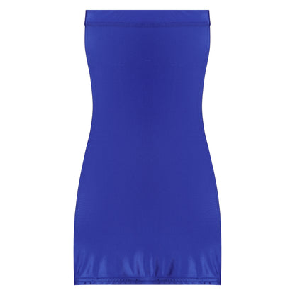 Sexy Women Oil Glossy Sheer Bodycon Dress Females See Through Strapless Pencil Dress Smooth Tight Mini Dress Clubwear