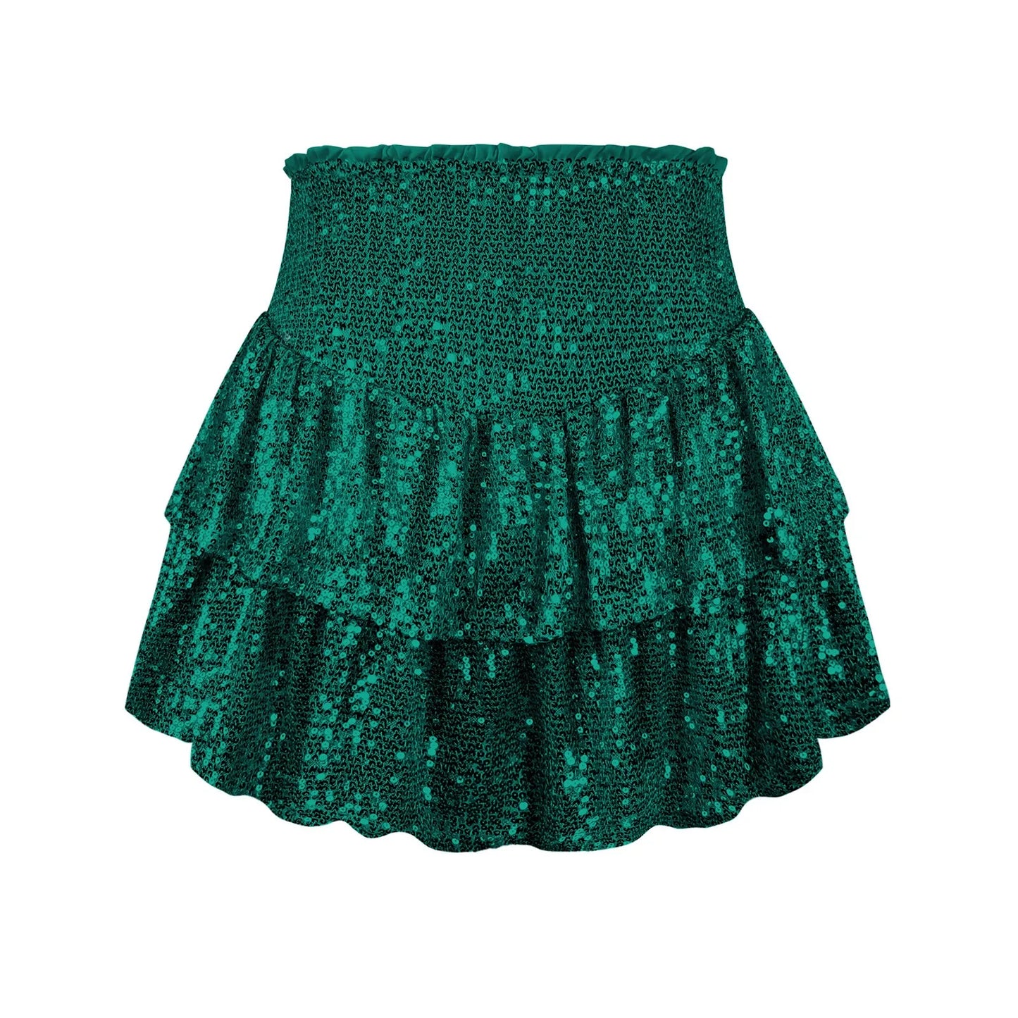2024 Fashion Party Evening Clothes for Women Summer Sexy Elastic High Waist Sequin Mini Pleated Skirts Streetwear Short Dress
