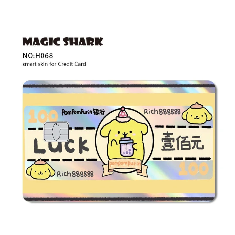 Hot Sale Hello Kitty Kuromi Holographic Laser Shinny Film Skin Cover Sticker for Debit Credit Card Bank Card